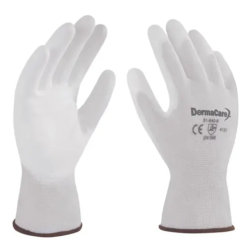 [51-640] DERMACARE PAR DE GUANTES DE NYLON C/POLIURETANO 51-640