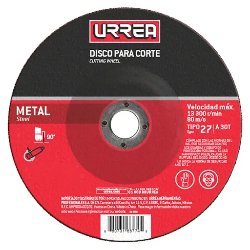 [AMGD09] Disco abrasivo tipo 27 para metal 9 x 1/4" uso general