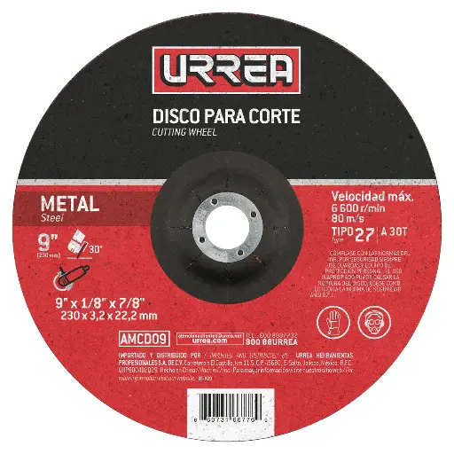 [AMCD09] Disco abrasivo tipo 27 para metal 9 x 1/8" uso general