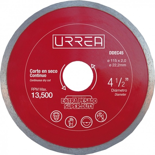 [DDEC45] Disco de diamante uso extra pesado corte continuo 4 1/2"