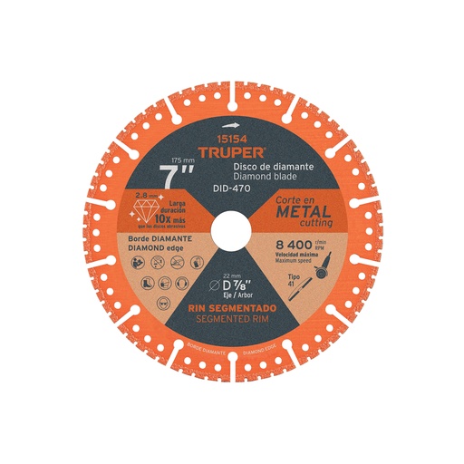 [DID-470] Disco de diamante, 7' corte metal