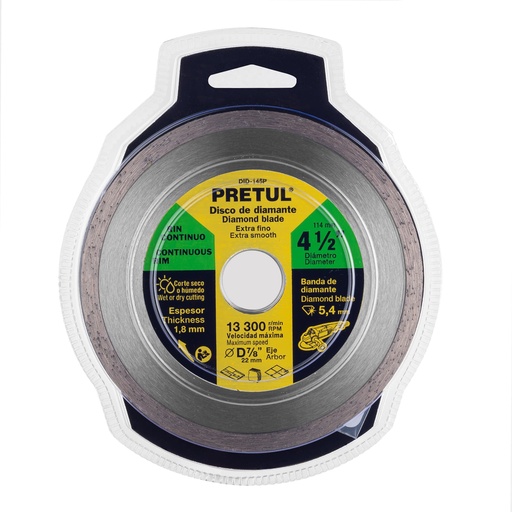[DID-145P] Disco de diamante, rin continuo, 4-1/2', Pretul