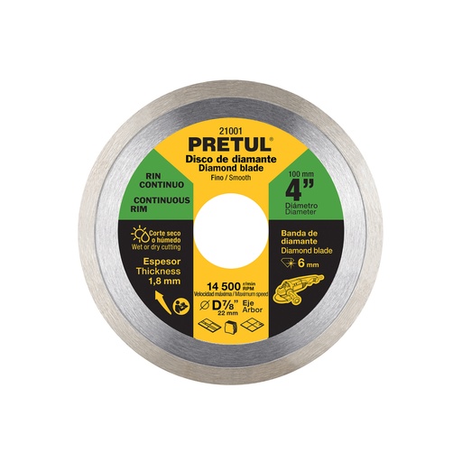 [DID-140P] Disco de diamante, rin continuo, 4', Pretul DID-140P