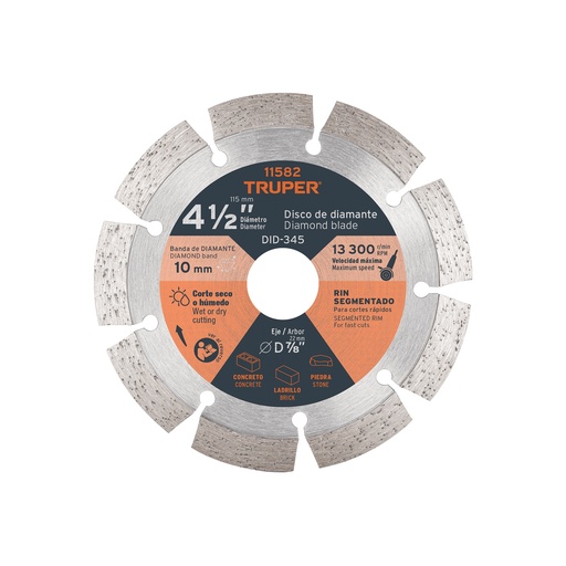 [DID-345] Disco de diamante, rin segmentado, 4-1/2'