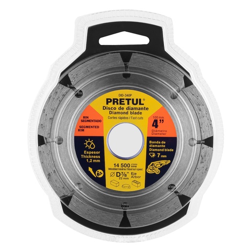 [DID-340P] Disco de diamante, rin segmentado, 4', Pretul