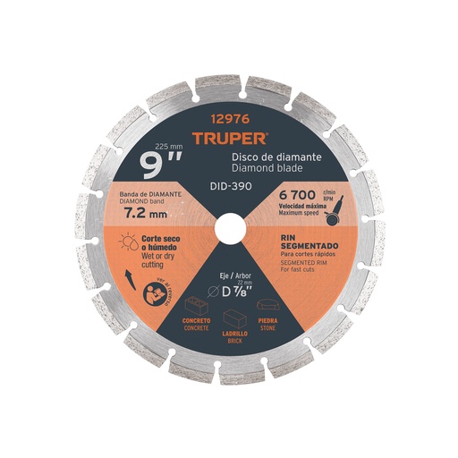 [DID-390] Disco de diamante, rin segmentado, 9'