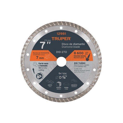 [DID-270] Disco de diamante, rin turbo, 7'