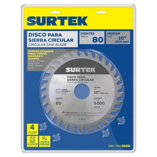 [120625] Disco para sierra circular para aluminio 10"80 dientes