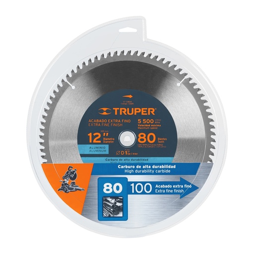 [ST-1280A] Disco sierra p/aluminio 12', 80 dientes, centro 1'