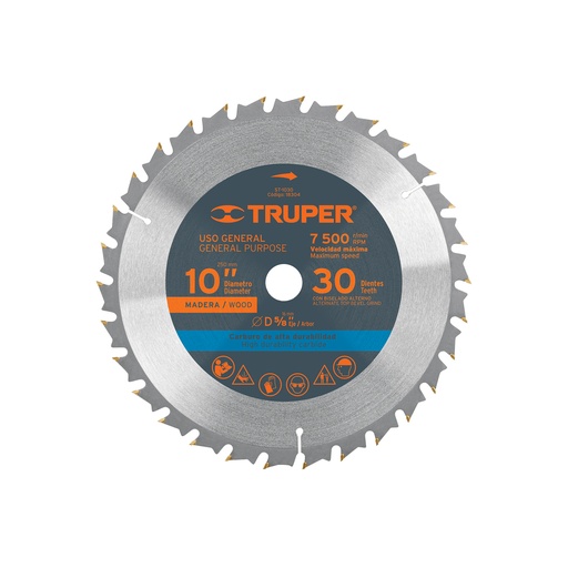 [ST-1030] Disco sierra p/madera 10', 30 dientes, centro 5/8'