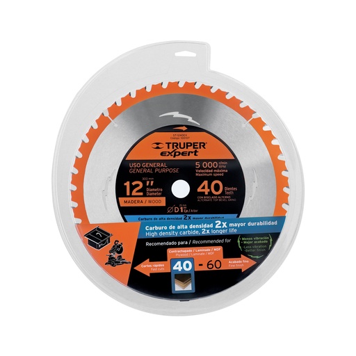 [ST-1240EX] Disco sierra p/madera 12', 40d, centro 1', Expert