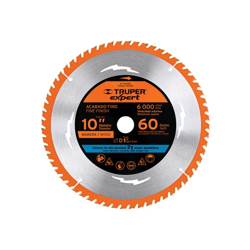 [ST-1060EX] Disco sierra†p/madera 10', 60d, centro 1', Expert