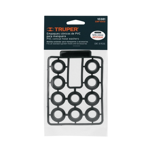 [EMP-MA10] Empaques de hule para manguera, medida standard, 10 piezas TRUPER 10381