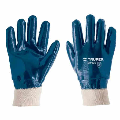 [GU-835] Guantes de algodÛn recubiertos de nitrilo, puÒo tejido