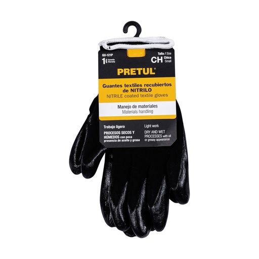 [GU-121P] Guantes de nylon recubiertos de nitrilo, chicos, Pretul