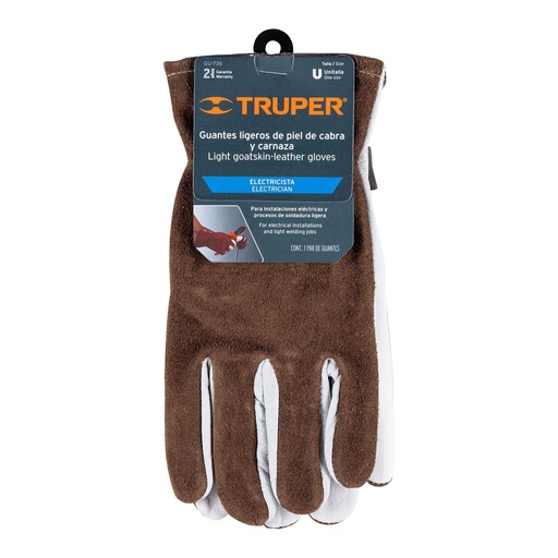 [GU-735] Guantes de piel de cabra con dorso de carnaza