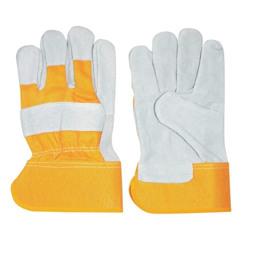 [137388] Guantes unitalla de carnaza y loneta