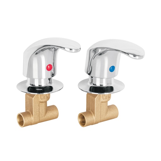 [AQE-062] Juego 2 llaves de empotrar, roscables tipo palanca, Aqua