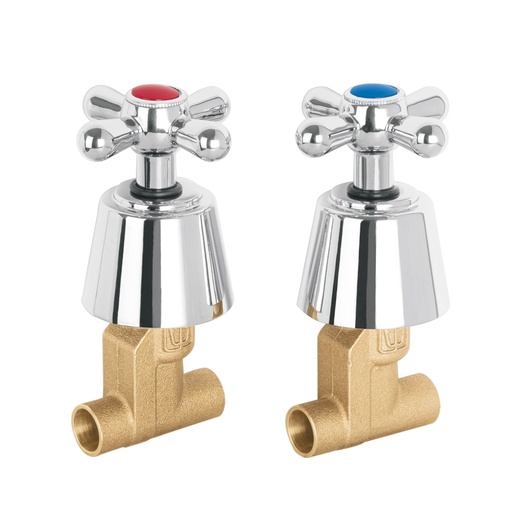 [AQE-661] Juego 2 llaves de empotrar, soldable tipo cruceta, Aqua