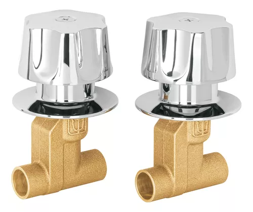 [E-652] Juego 2 llaves empotrar, regadera, soldables, cubo, Basic