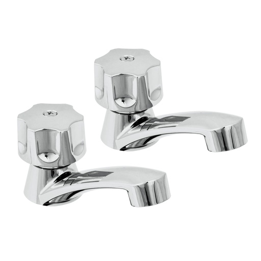 [MP-242] Juego 2 llaves para lavabo, ABS, manerales hexagonal, Basic