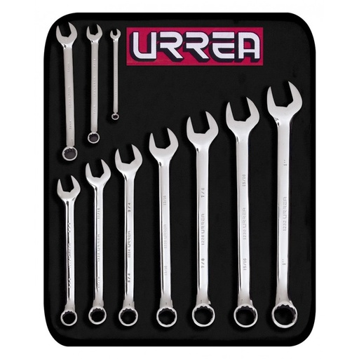 [1200G] Juego de 10 llaves combinadas pulido espejo 12 puntas en pulgadas