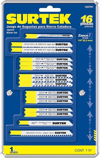 [120791] Juego de 16 seguetas para sierra caladora