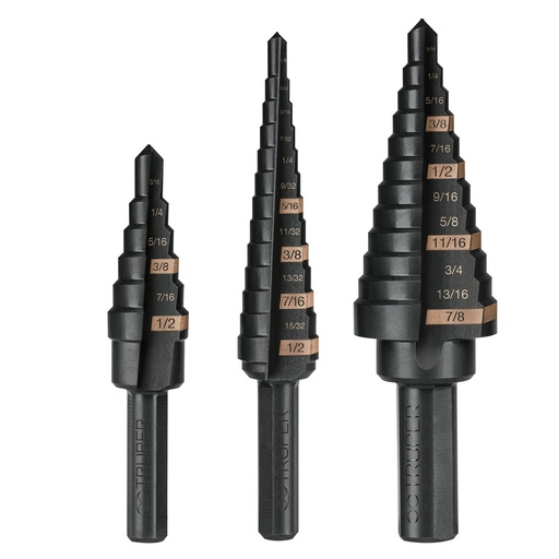 [JBES-3] Juego de brocas escalonadas Ûxido negro 3 piezas