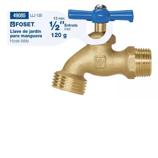 [LLJ-120] Llave para manguera, de latÛn, 120 gr, entrada 1/2', Foset