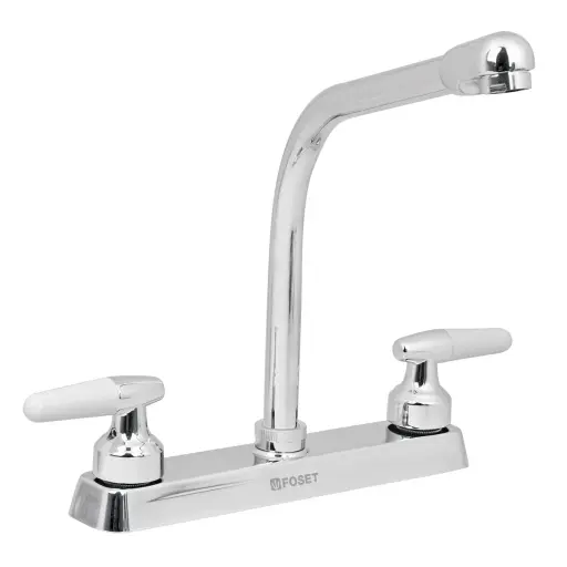 [F-319I] Mezcladora para fregadero, manerales cono,cuello cobra,Basic