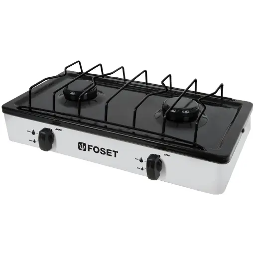 [PAGA-2B] Parrilla de gas, 2 quemadores, color blanco