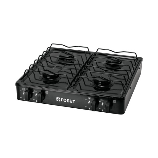 [PAGA-4N] Parrilla de gas, 4 quemadores, color negro