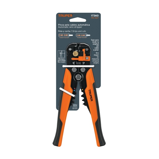 [298] Pinza pelacable 10-22AWG 8-1/4" con poncha terminales y corta tornillos