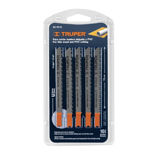 [SU-101-B] Segueta caladora,cortes rectos madera,zanco u,10dpp,5 pzas