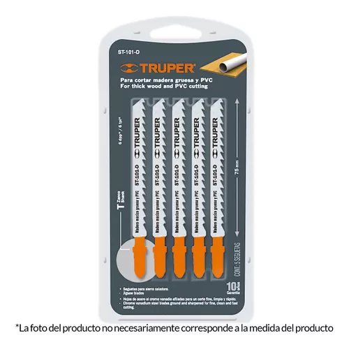 [ST-101-BR] Segueta caladora,cortes rectos triplay, zanco t,10dpp,5pzas 18125