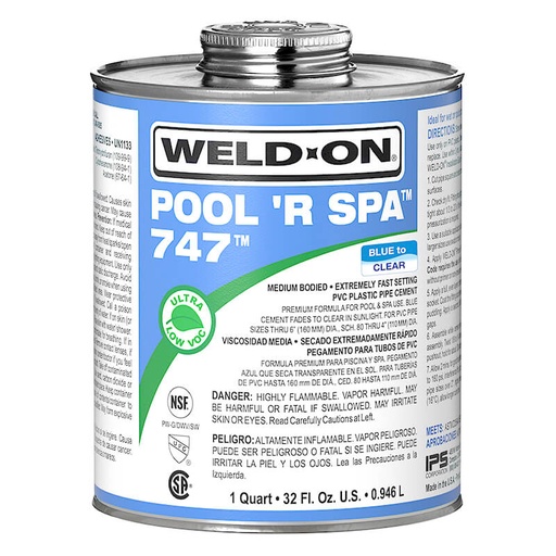 [WELD-ON PEGAMENTO AZUL PARA PVC 747 0.946L] WELD-ON PEGAMENTO AZUL PARA PVC 747 0.946L