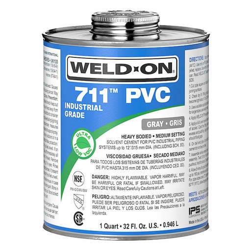 [WELD-ON PEGAMENTO GRIS PARA PVC 711 ECO 0.473L] WELD-ON PEGAMENTO GRIS PARA PVC 711 ECO 0.473L