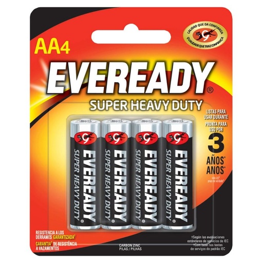 PÍLAZINC CARBON 44 EVEREADY C/4 PZAS 