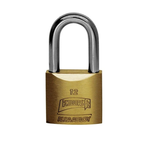 [12] CANDADO DE LATON 38MM GANCHO CORTO  12  PHILLIPS