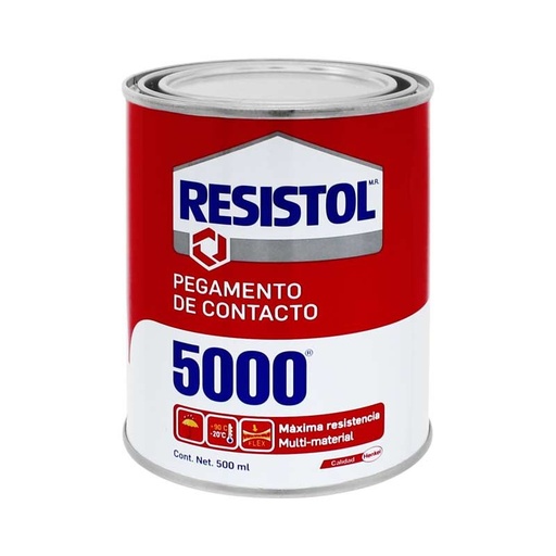 RESISTOL 5000 Pegamento De Contacto 500 Ml (16.91 Oz) Base Solvente Color Amarillo