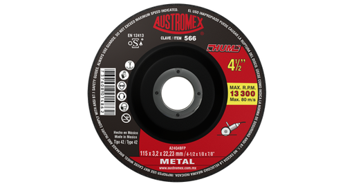 DISCO T-27 4-1/2X1/8X7/8 CORTE DE METAL AUS566