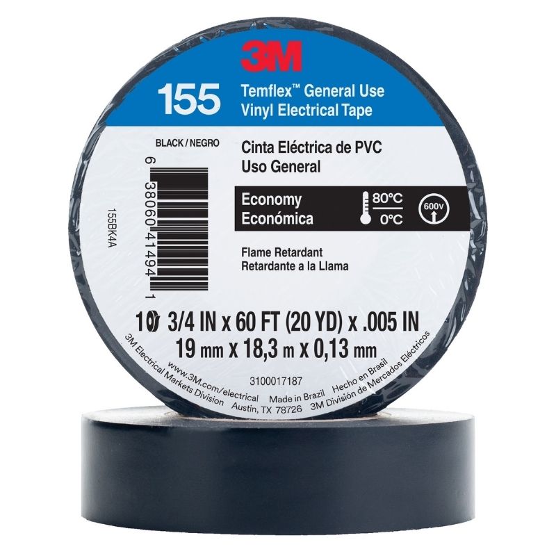 CINTA AISLANTE VINIL NEGRO 19X18  3M                    155  TEMFLEX