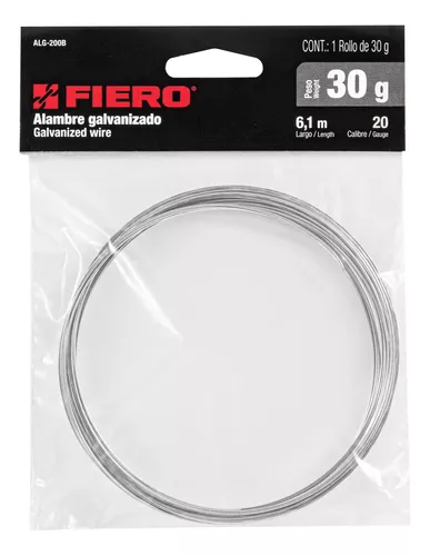 Alambre galvanizado, rollo 30 g, en bolsa, calibre 20