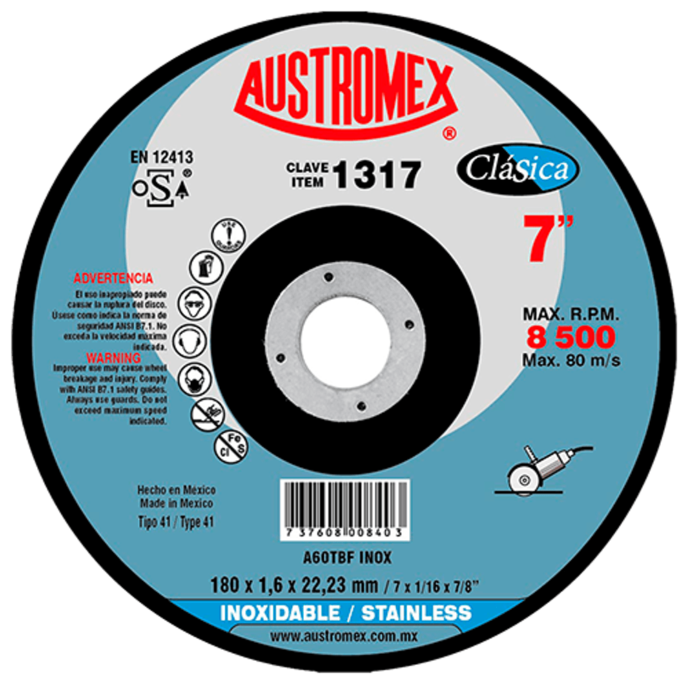 DISCO DE CORTE 7 X 1/16 X 7/8  1317  AUSTROMEX 