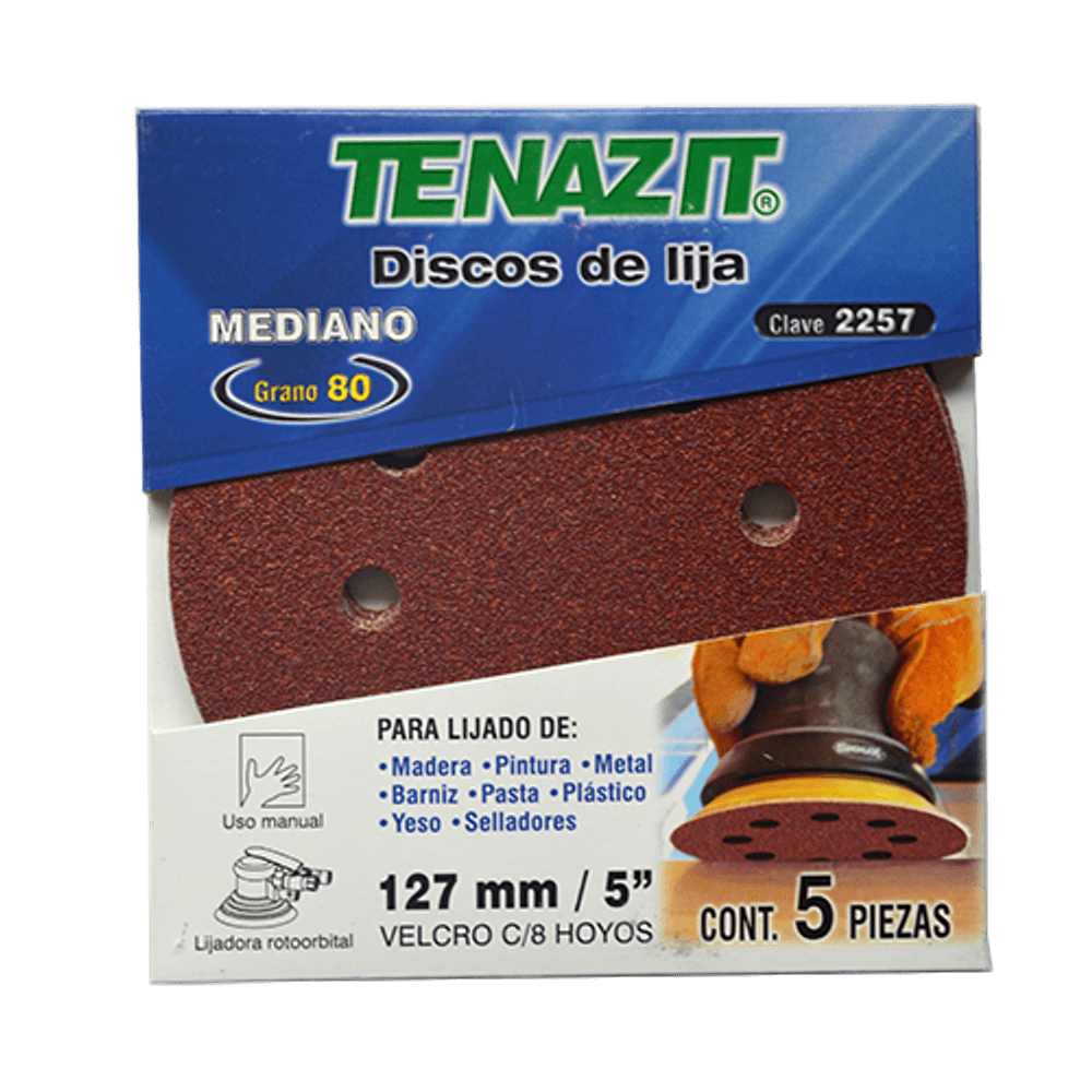 PAQ. DE 5 DISCOS DE LIJAS AUTOADERIBLES G80  2257  AUSTROMEX 