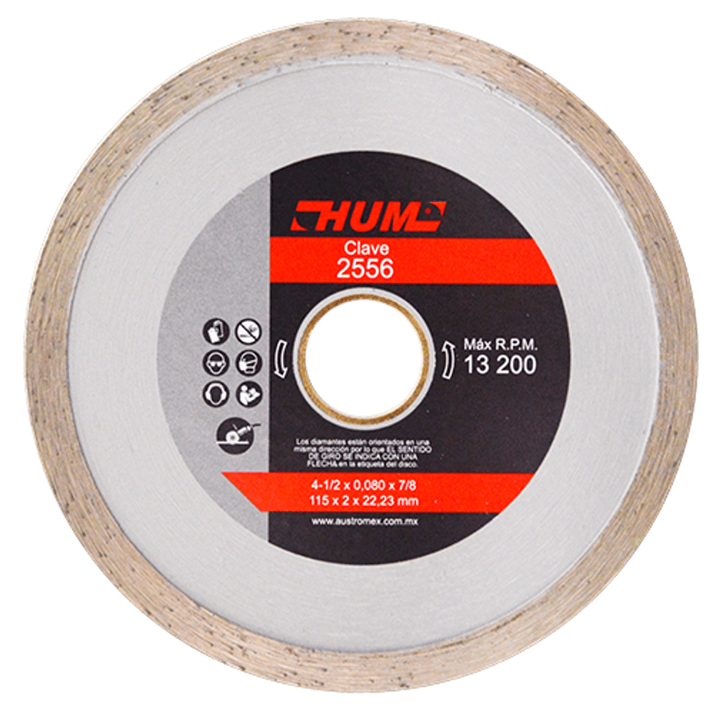 DISCO DE DIAMNATE CONTINUO USOS GENERALES 4-1/2"X0.08X7/8"  2556  AUSTROMEX 