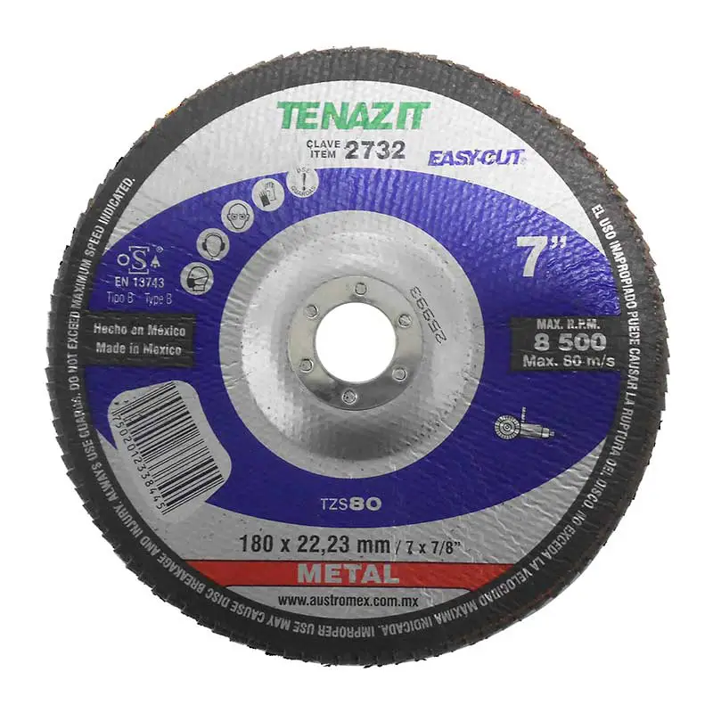DISCO LAMINADO ALTA REMOCION P/ DESBASTE DE METAL Y ACERO INOX  G80  AUSTROMEX 