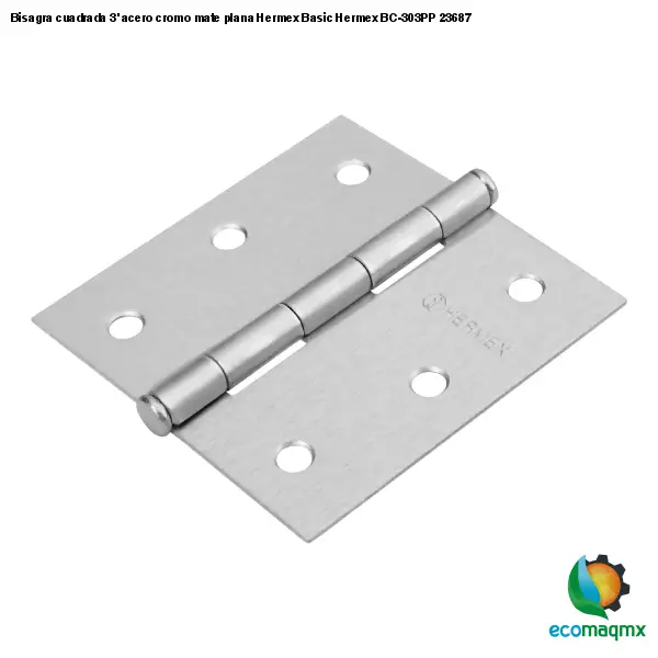 Bisagra cuadrada 3', acero cromo mate, plana, Hermex Basic
