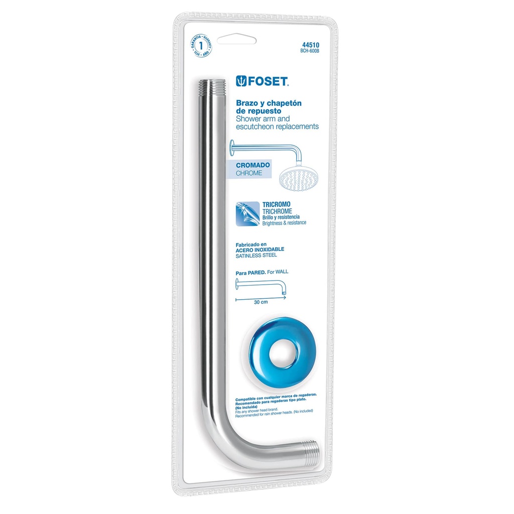 Brazo y chapetÛn de repuesto para regadera, Aqua, blister