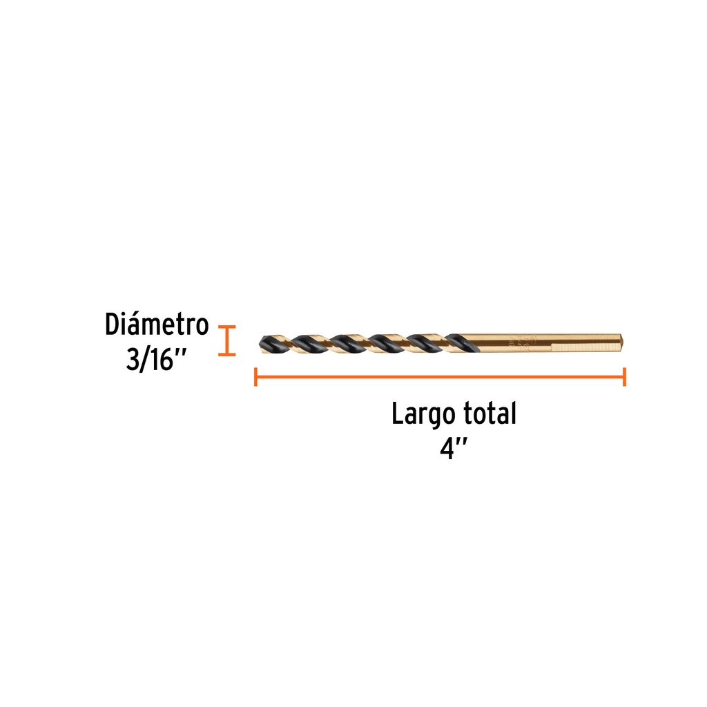 Broca de alta velocidad 3/16' en blister